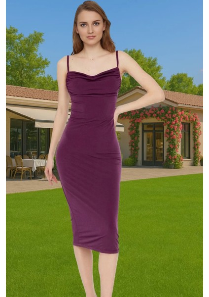 Şık Midi Boy Bodycon Elastan Örme Elbise Günlük ve Özel Günler Için Rahat ve Şık Şık Görünüm fiyatları