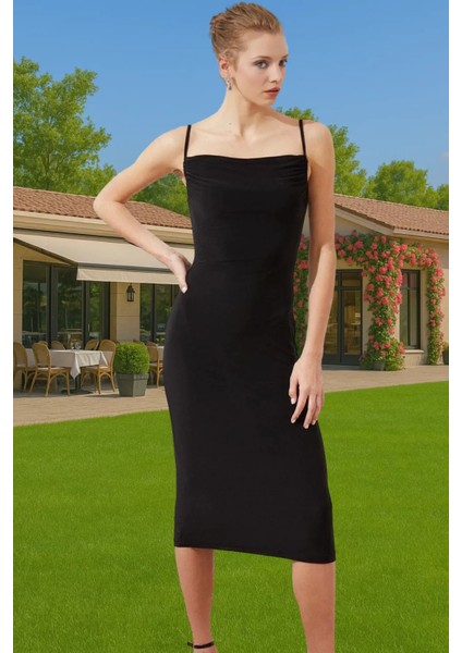 Şık Midi Boy Bodycon Elastan Örme Elbise Günlük ve Özel Günler Için Rahat ve Şık Şık Görünüm
