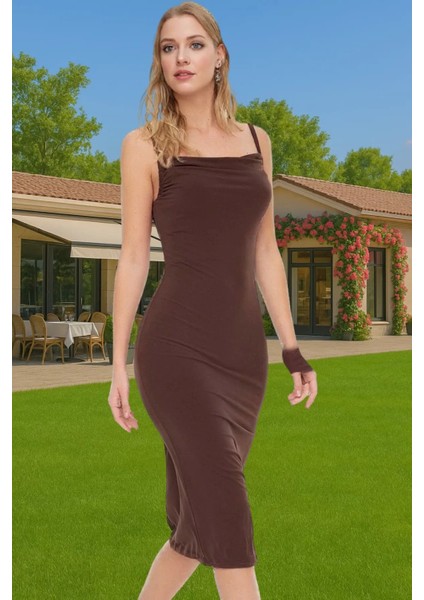 Şık Midi Boy Bodycon Elastan Örme Elbise Günlük ve Özel Günler Için Rahat ve Şık Şık Görünüm fiyatları