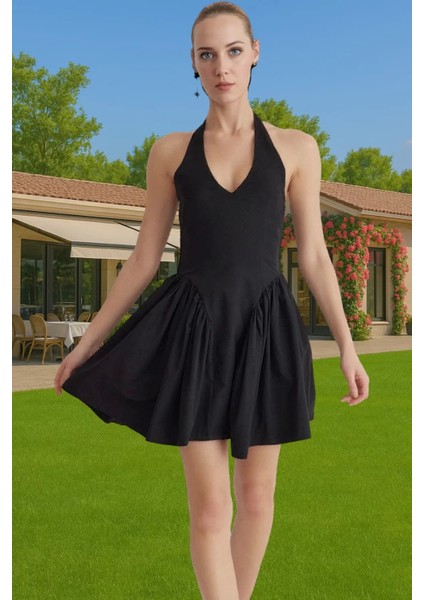 A Kesim Poplin Mini Elbise Pamuklu Polyester Yazlık Mezuniyet Elbisesi Mükemmel Uyum Mükemmel Uyum