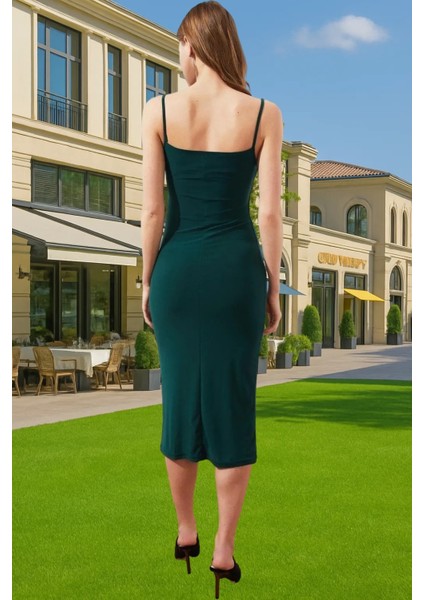 Şık Midi Boy Bodycon Elastan Örme Elbise Günlük ve Özel Günler Için Rahat ve Şık Şık Görünüm