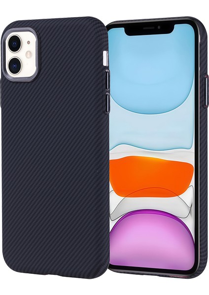 Apple iPhone 11 Uyumlu Kılıf M-Safe Şarj Özellikli Karbon Fiber Görünümlü Zore Nekst Kapak