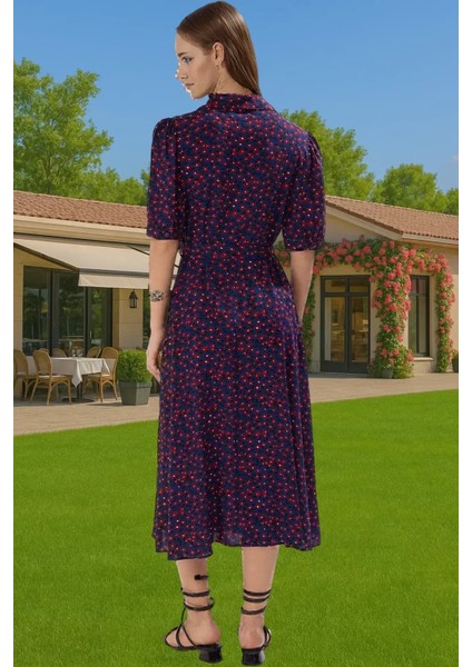 Kadın Midi Boy Gömlek Elbise Animal Desenli Viskoz Kumaş Günlük Stil Modern Stil fiyatları