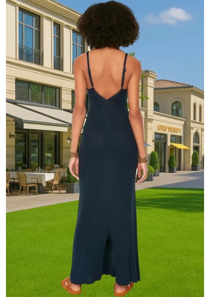 Kadın Maxi Basic Triko Elbise Akrilik V Yaka Günlük Şık Trend Tasarım Mükemmel Uyum Konforlu Kesim modelleri