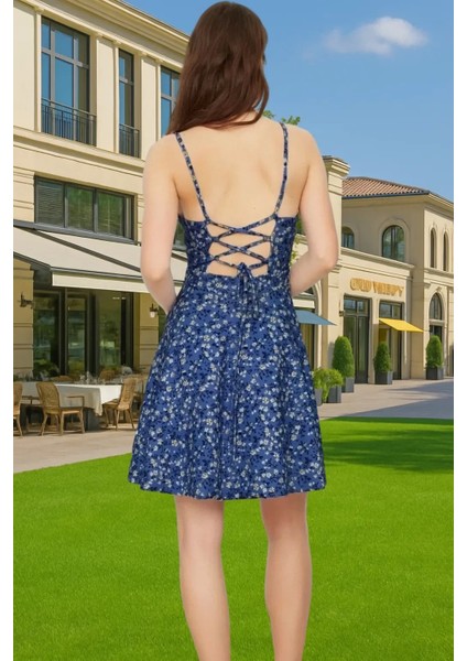Kadın Çiçek Desenli Mini Elbise Örme Krep Yazlık Günlük Kaliteli Işçilik Özel Tasarım Rahat ve Şık