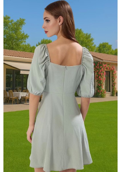 Kadın Mini A Kesim Balon Kollu Yazlık Pamuklu Elbise Mükemmel Uyum Seçkin Malzeme Premium Kalite fiyatları