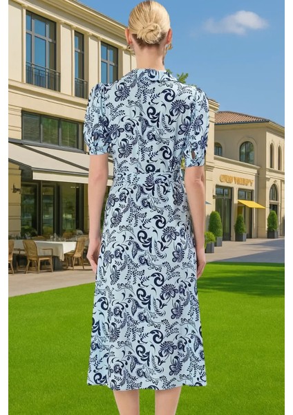 Kadın Midi Boy Gömlek Elbise Animal Desenli Viskoz Kumaş Günlük Stil Modern Stil fiyatları