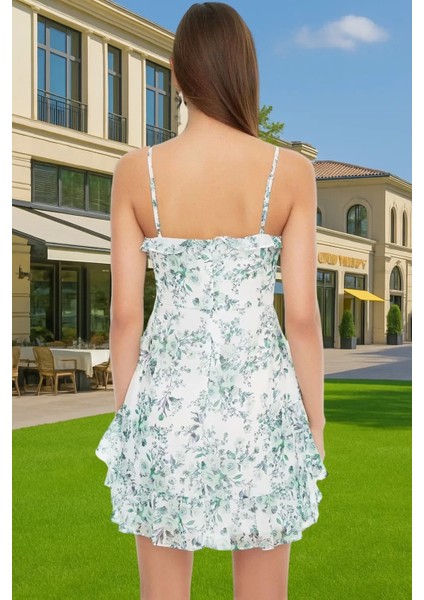 A Kesim Şifon Elbise Çiçekli Desenli Mini Boy Polyester Yazlık Seçkin Malzeme Mükemmel Uyum modelleri