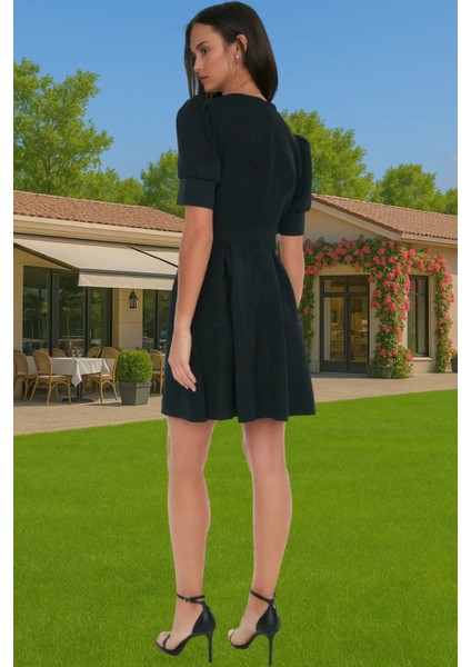 Kadın Mini Elbise Belden Açılan Pili Detaylı Polyester Yazlık Rahat ve Şık Profesyonel Görünüm modelleri