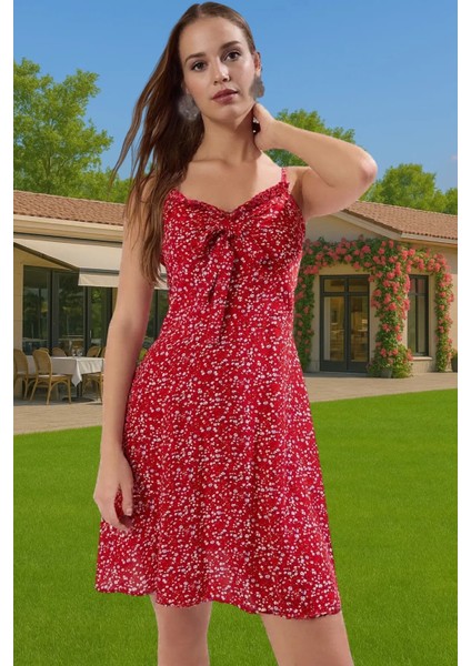 Çiçek Desenli A Kesim Mini Elbise Viskoz Yazlık Günlük Elbise Rahat Kullanım Modern Stil
