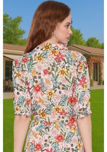 Kadın Midi Boy Gömlek Elbise Animal Desenli Viskoz Kumaş Günlük Stil Modern Stil modelleri