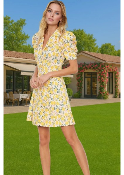 Çiçekli A Kesim Mini Elbise Polyester Karışımlı Yazlık Zarifane Tasarım Rahat Kullanım Özel Tasarım fiyatları