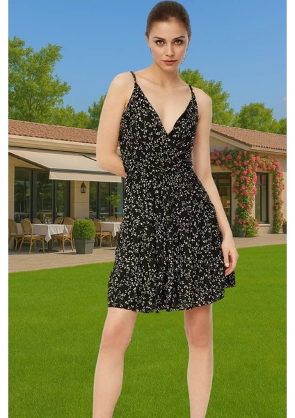 Kadın Mini A Line Örme Elbise Çiçekli Desen Polyester Yazlık Konforlu Kesim Premium Kalite fiyatları