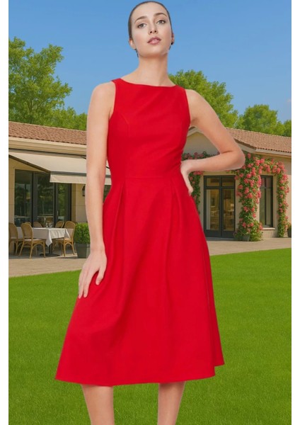 Midi Boy Pileli Elastan Dokuma Elbise Iş ve Günlük Yüksek Kalite Şık Görünüm Premium Kalite