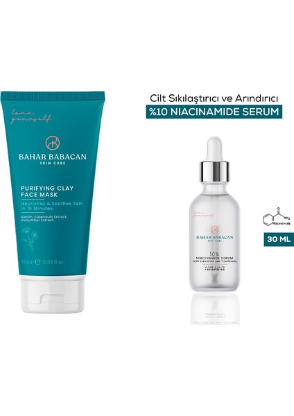 Siyah Nokta Karşıtı Kil Maske 75ML+ARINDIRICI Niacinamide Serum 30ML Hediye