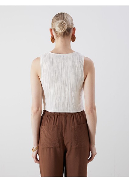 Yeni Sezon V Yaka Dokulu Muslin Bluz - S5ME00Z8