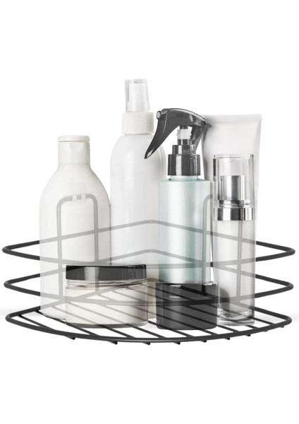 Kendiliğinden Yapışkanlı Montaj Gerektirmeyen Tek Katlı Banyo Askı Köşe Şampuanlık Siyah (4172) fiyatları