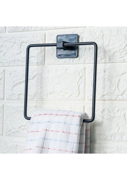 Kendiliğinden Yapışkanlı Siyah Paslanmaz Metal Kare Havluluk (4172)