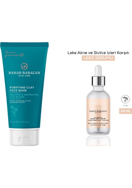 Siyah Nokta Karşıtı Kil Maske 75ML+ARBUTIN Içerikli Leke Karşıtı Serum 30 ml Hediye