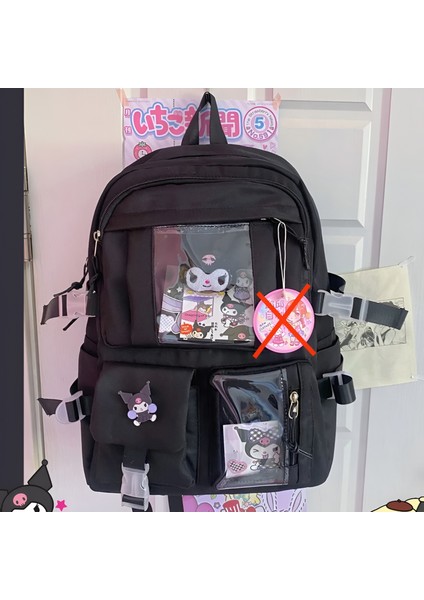 Kore Tarzı Kuromi My Melody Pompompurin Aksesuarlı Okul Çantası