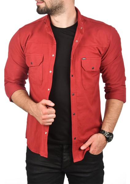 Slim Fit Dar Kesim Spor Gömlek Likralı Pamuklu Kot Gömlek 2300419