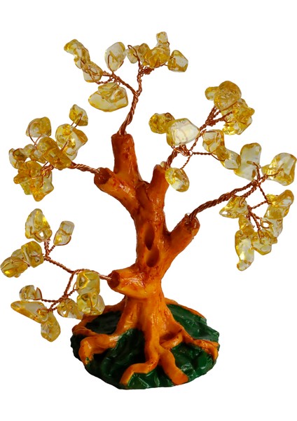 Doğal Sitrin Taşlı Hayat Ağacı - El Yapımı Bereket ve Şifa Dekoru (16X14 Cm) fiyatları