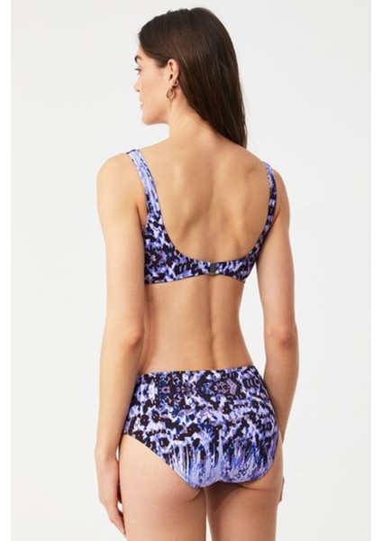 Kaplı Telsiz Degrade Desenli Vıola Kalın Kenarlı Toparlayıcı Bikini Takımı modelleri