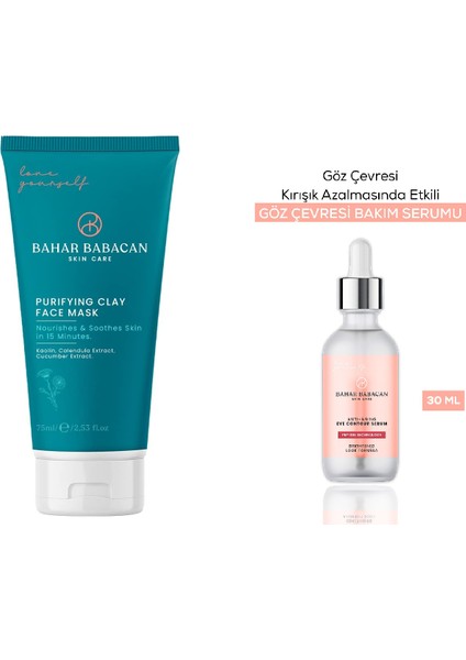 Siyah Nokta Karşıtı Kil Maske 75ML+ Anti-Aging Eye Contour Serum 30ML Hediye