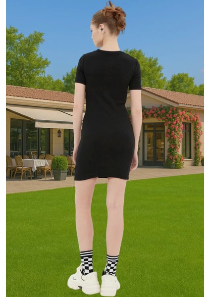 Kadın Mini Boy Siyah Örme Elbise Esnek Kalıp Rahat Günlük Mükemmel Uyum Seçkin Malzeme Trend Tasarım modelleri