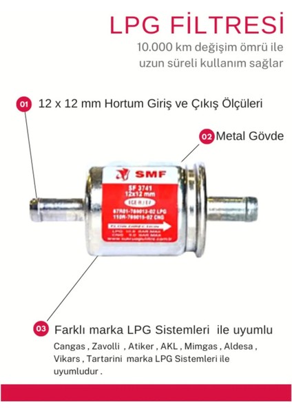 Atiker-Akl-Tartarini-Cangas-Vikars-Uyumlu Gaz Filtresi 12-12MM 3 Adet+Kapak(Tornavida Hediye) fiyatları