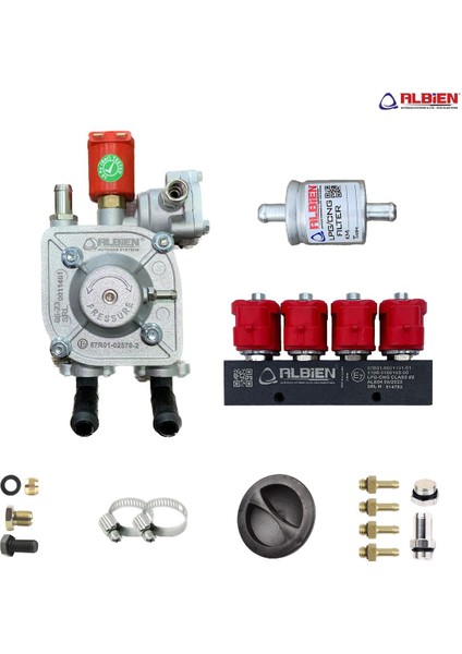 Atiker Uyumlu Gaz Kesicili Sıralı Sistem Regülatör 110KW + Albien Lpg Enjektör 4 Silindir 3 Ohm