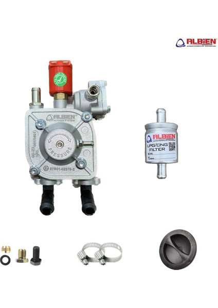 Atiker Uyumlu Gaz Kesicili Sıralı Sistem Regülatör 110KW + Hortum Arası 12*12MM Lpg Filtre