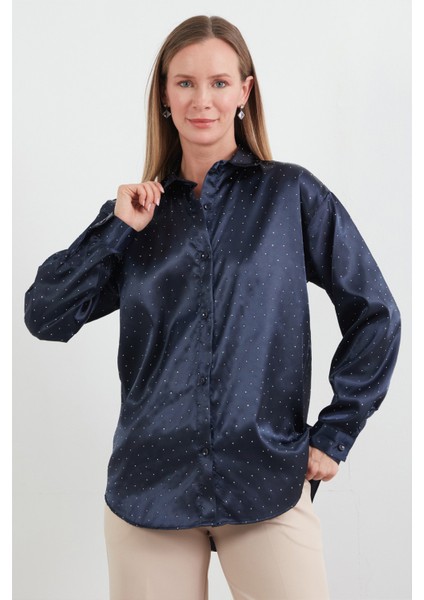 Taşlı Arkası Uzun Saten Gömlek fiyatları