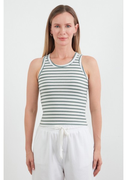 Çizgili Halter Yaka Body