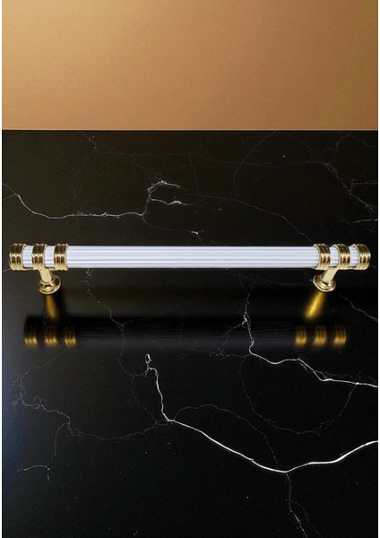 Çizgili Nesli Alüminyum Metal Lüks Modern Mobilya Çekmece Mutfak Dolabı Kulpu Beyaz-Altın 96MM (5 Adet) fiyatları