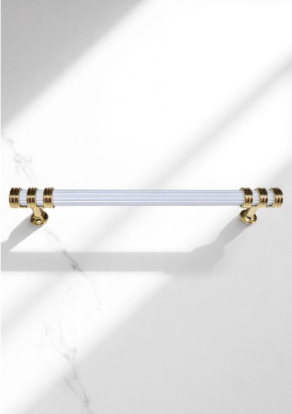 Çizgili Nesli Alüminyum Metal Lüks Modern Mobilya Çekmece Mutfak Dolabı Kulpu Beyaz-Altın 96MM (5 Adet) fırsatları