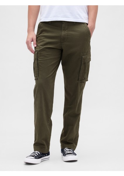 Erkek Haki GapFlex Straight Kargo Washwell™ Pantolon