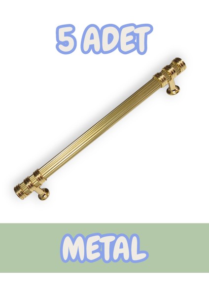 Çizgili Nesli Alüminyum Metal Lüks Modern Mobilya Çekmece Mutfak Dolabı Kulpu Altın 96MM (5 Adet)