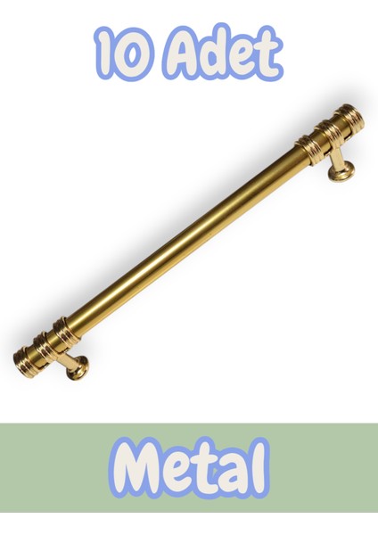 Nesli Alüminyum Metal Lüks Modern Mobilya Çekmece Mutfak Dolabı Kulpu Altın 96MM (10 Adet)