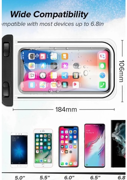 Su Geçirmez Askılı Kılıf Su Geçirmez Telefon Kılıfı Tüm Telefonlarla Uyumlu Su Kılıfı Siyah Sıkıştırma Kelepçeli fiyatları