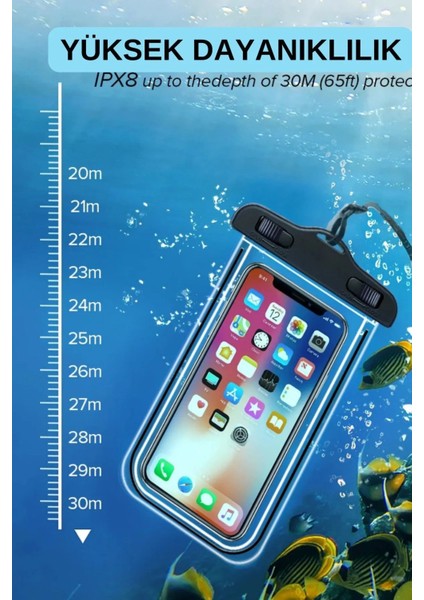 Su Geçirmez Askılı Kılıf Su Geçirmez Telefon Kılıfı Tüm Telefonlarla Uyumlu Su Kılıfı Siyah Sıkıştırma Kelepçeli modelleri