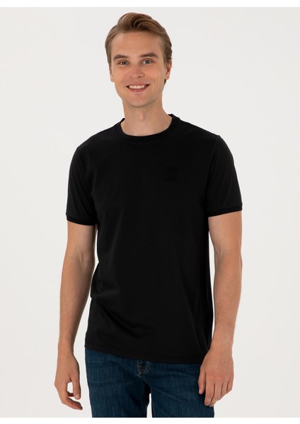 Bisiklet Yaka Siyah Erkek T-Shirt Exc-Melenas modelleri