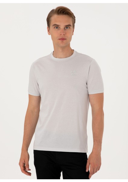 Bisiklet Yaka Gri Erkek T-Shirt Exc-Melenas