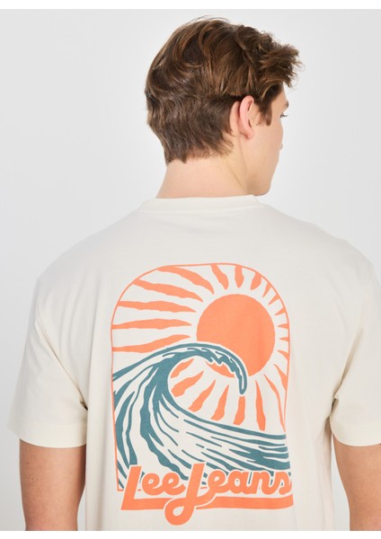 Bisiklet Yaka Ekru Erkek T-Shirt LM828731543 Relaxed Fit Grafik indirimleri