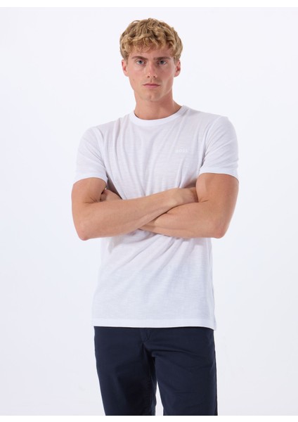Bisiklet Yaka Beyaz Erkek T-Shirt Tegood modelleri