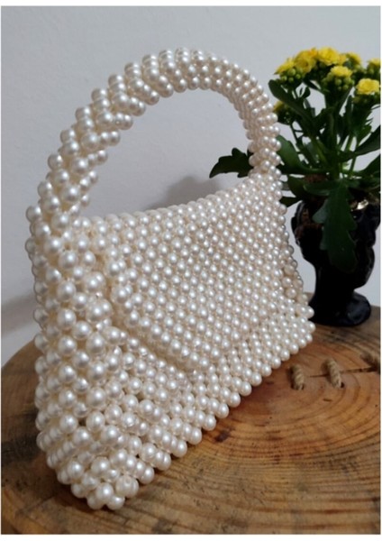 Inci Boncuk Çanta White Pearl