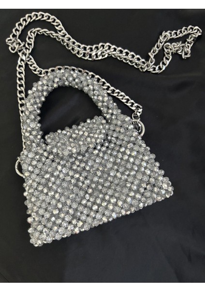 Kadın Gümüş Kristal Boncuk Çanta