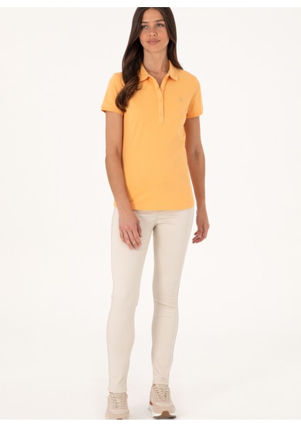 Açık Turuncu Kadın Slim Fit Polo T-Shirt GTP-IY025 fırsatları