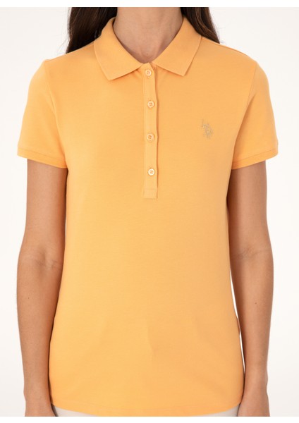 Açık Turuncu Kadın Slim Fit Polo T-Shirt GTP-IY025