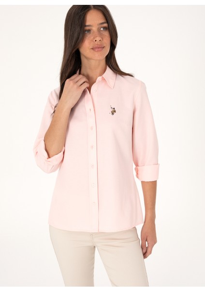 Slim Fit Gömlek Yaka Pudra Kadın Gömlek WOXCOLOR025Y modelleri